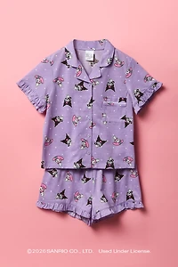 Kuromi™ & My Melody™ Girls Button-Up Top Short Pajama Set
