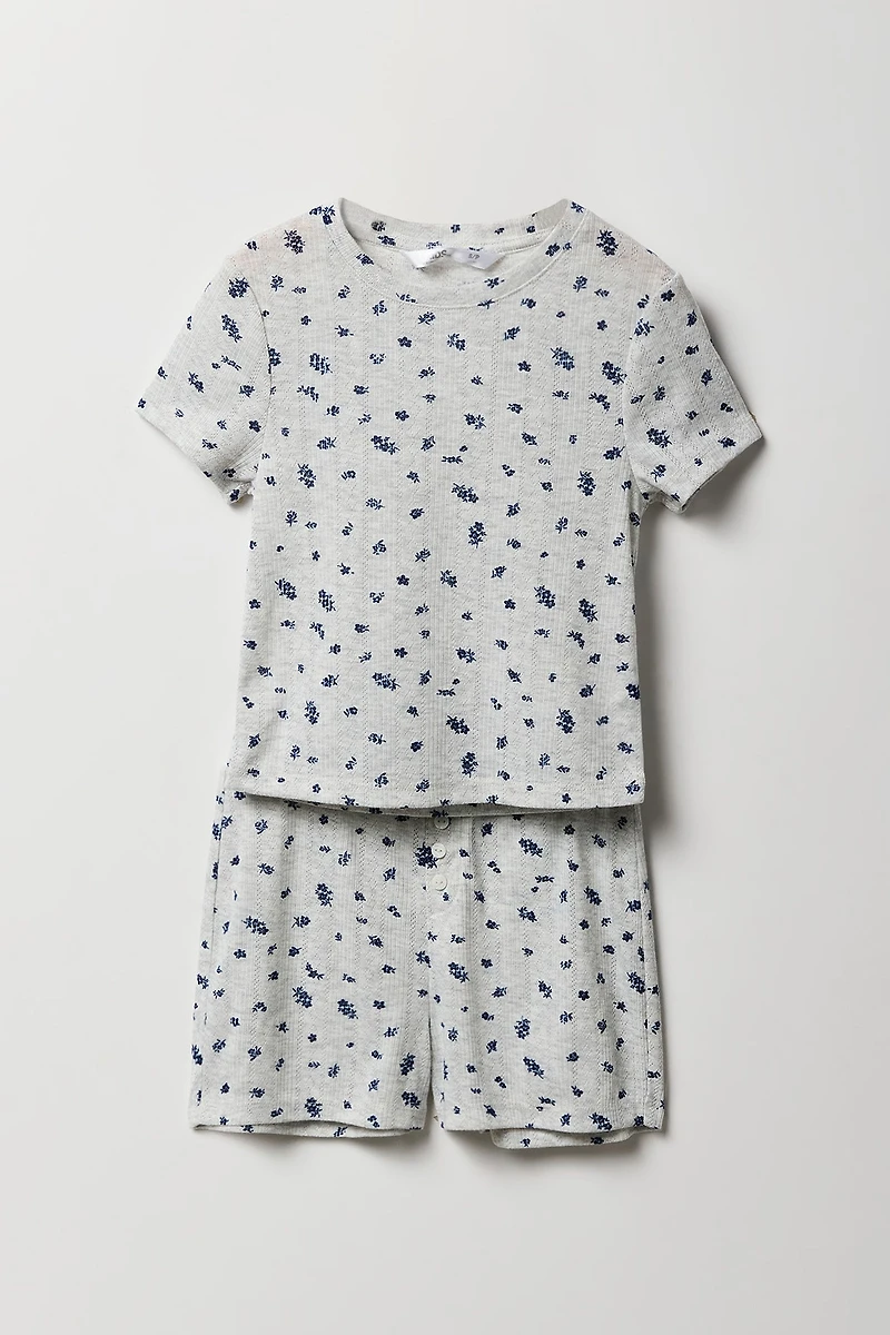 Ensemble pyjama avec t-shirt et short en pointelle pour fille