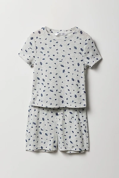 Ensemble pyjama avec t-shirt et short en pointelle pour fille