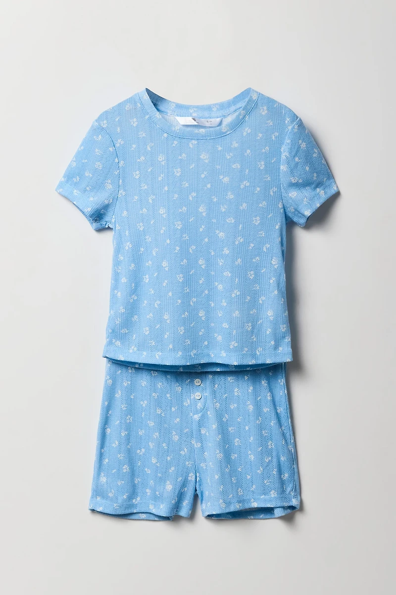 Ensemble pyjama avec t-shirt et short en pointelle pour fille