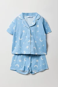 Ensemble pyjama avec haut boutonné et short pour fille
