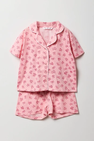Ensemble pyjama avec haut boutonné et short pour fille