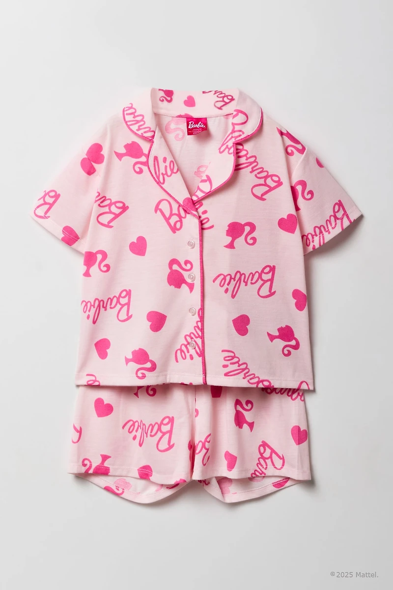 Ensemble-pyjama 2 pièces haut boutonné et short Barbie Girls