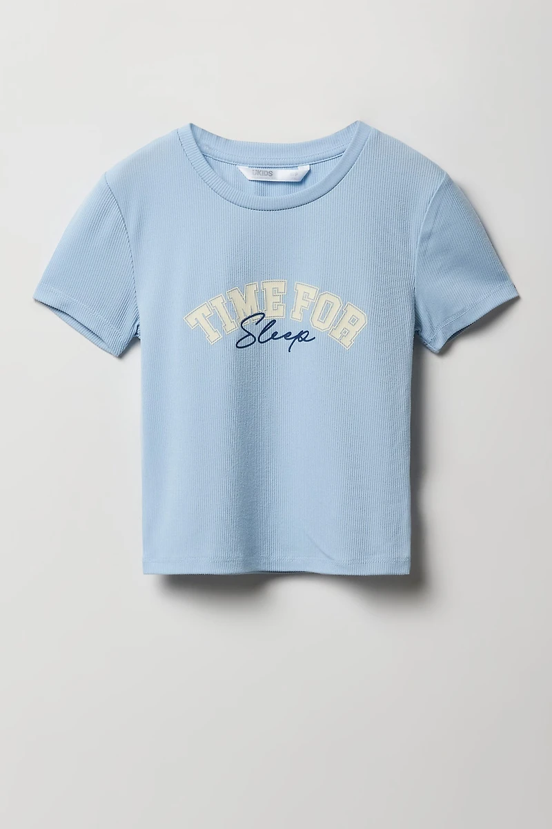 Ensemble-pyjama 2 pièces T-shirt et short à carreaux pour filles