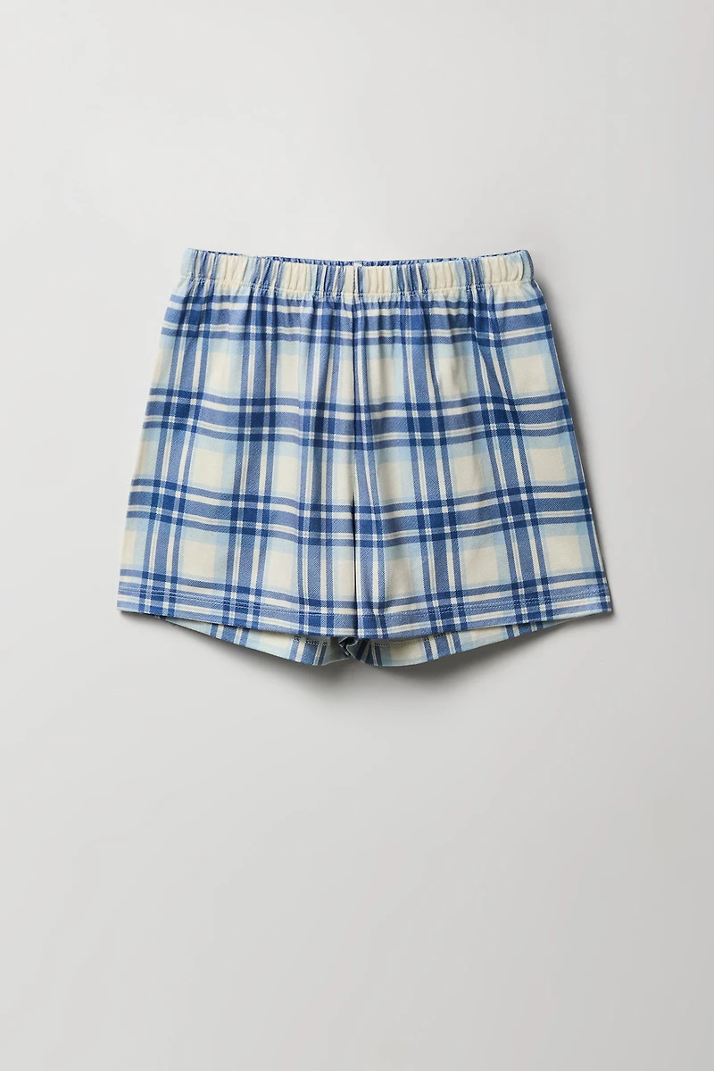 Ensemble-pyjama 2 pièces T-shirt et short à carreaux pour filles
