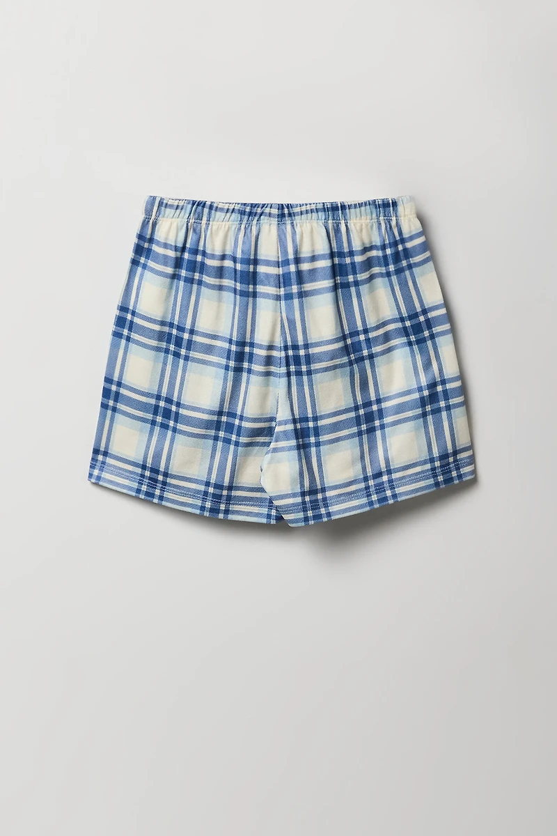 Ensemble-pyjama 2 pièces T-shirt et short à carreaux pour filles