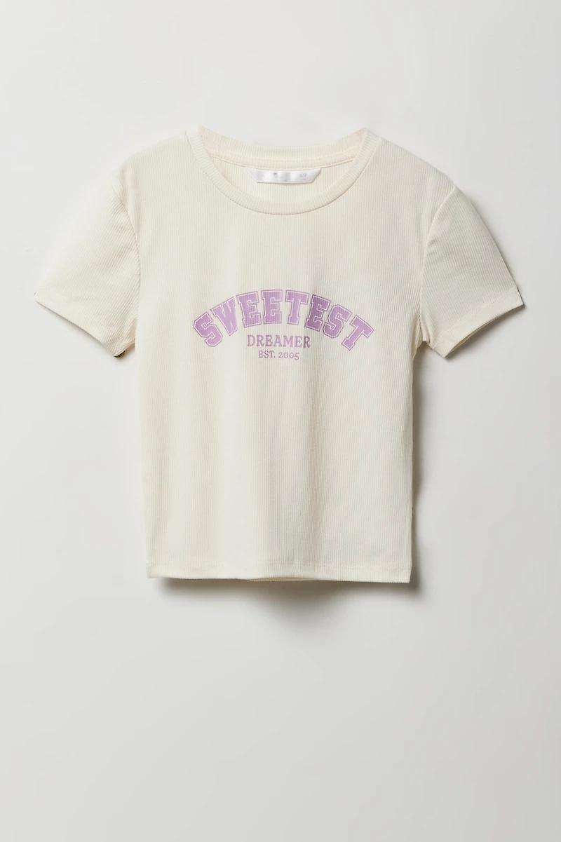 Ensemble-pyjama 2 pièces T-shirt et short à carreaux pour filles
