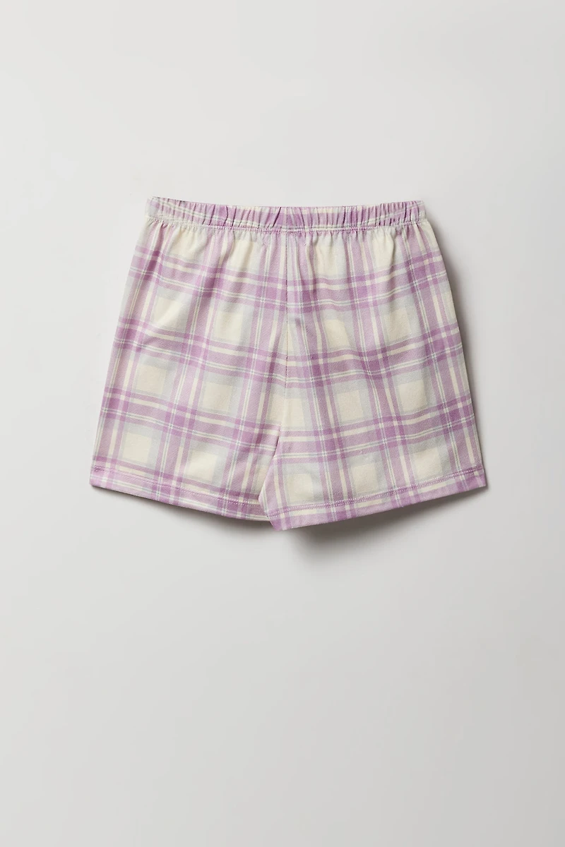 Ensemble-pyjama 2 pièces T-shirt et short à carreaux pour filles