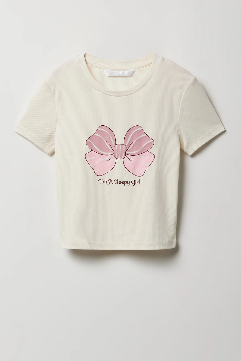 Ensemble-pyjama 2 pièces T-shirt et short à carreaux pour filles