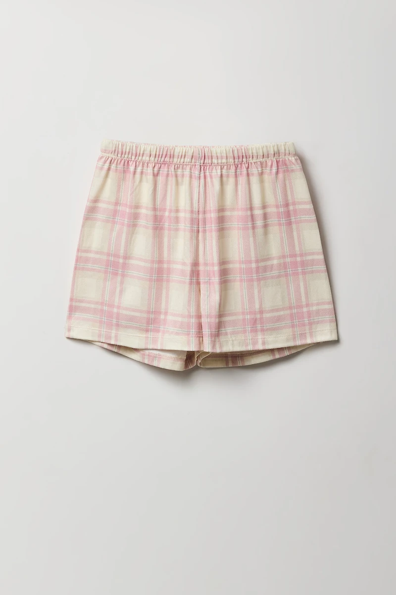 Ensemble-pyjama 2 pièces T-shirt et short à carreaux pour filles
