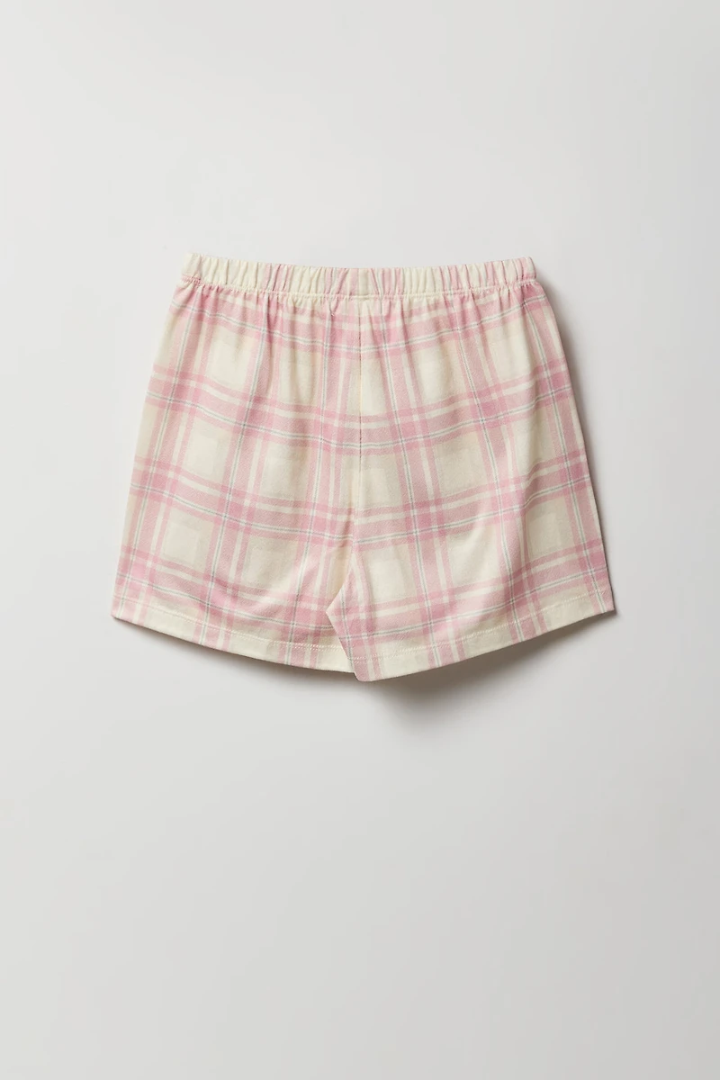 Ensemble-pyjama 2 pièces T-shirt et short à carreaux pour filles