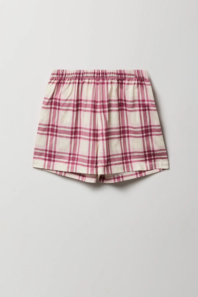 Ensemble-pyjama 2 pièces T-shirt et short à carreaux pour filles