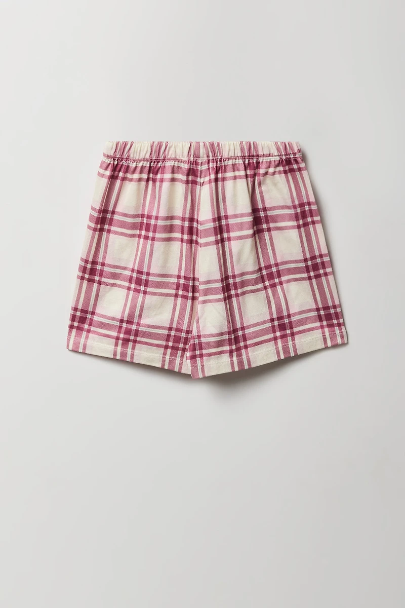 Ensemble-pyjama 2 pièces T-shirt et short à carreaux pour filles