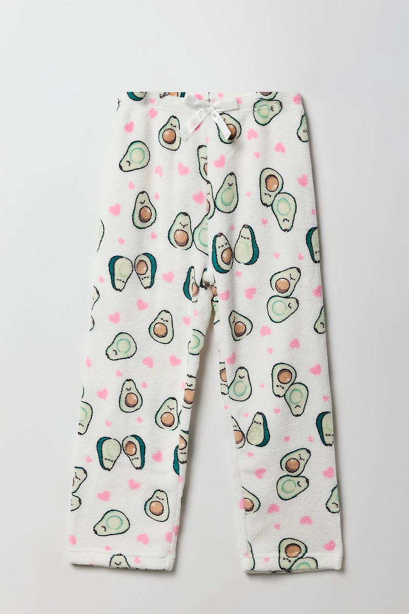 Pantalon de pyjama en peluche imprimée et jambe large pour filles
