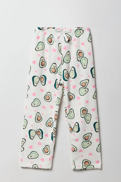 Pantalon de pyjama en peluche imprimée et jambe large pour filles