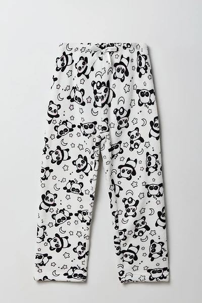 Pantalon de pyjama en peluche imprimée et jambe large pour filles