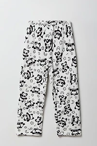 Pantalon de pyjama en peluche imprimée et jambe large pour filles