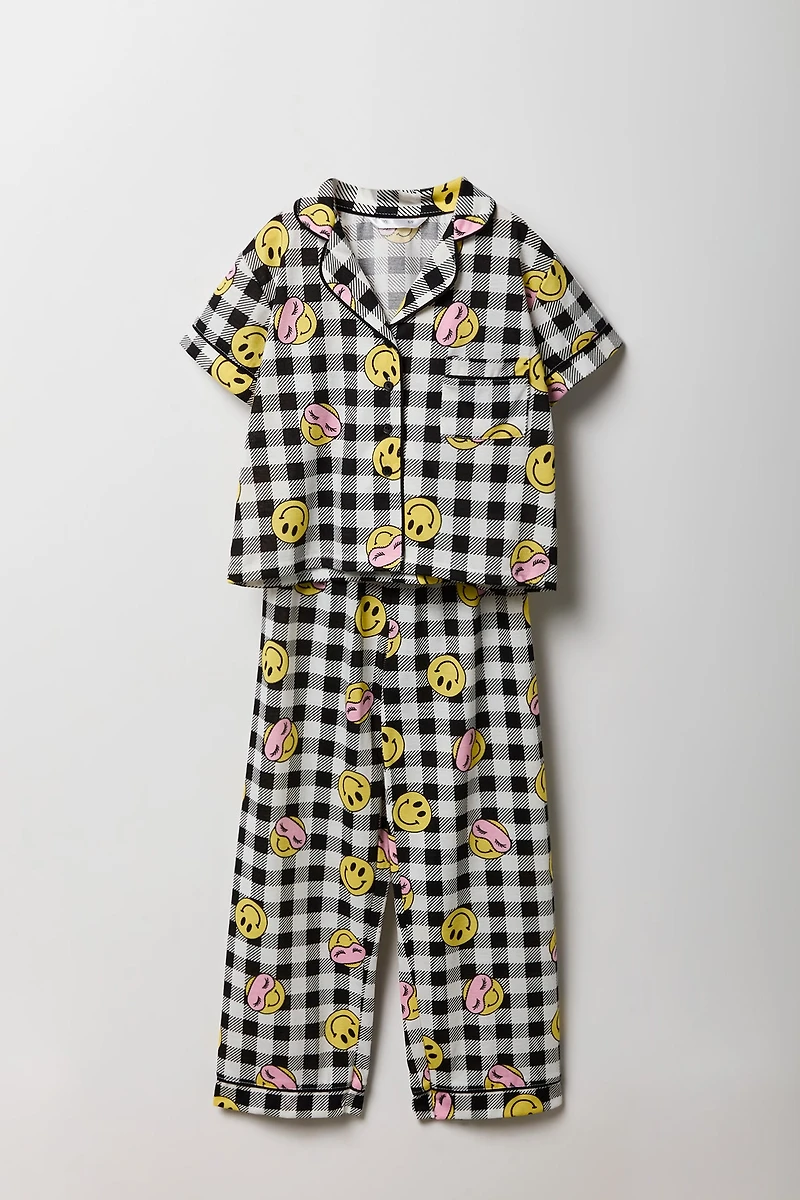 Ensemble pyjama avec haut boutonné imprimé et pantalon pour fille
