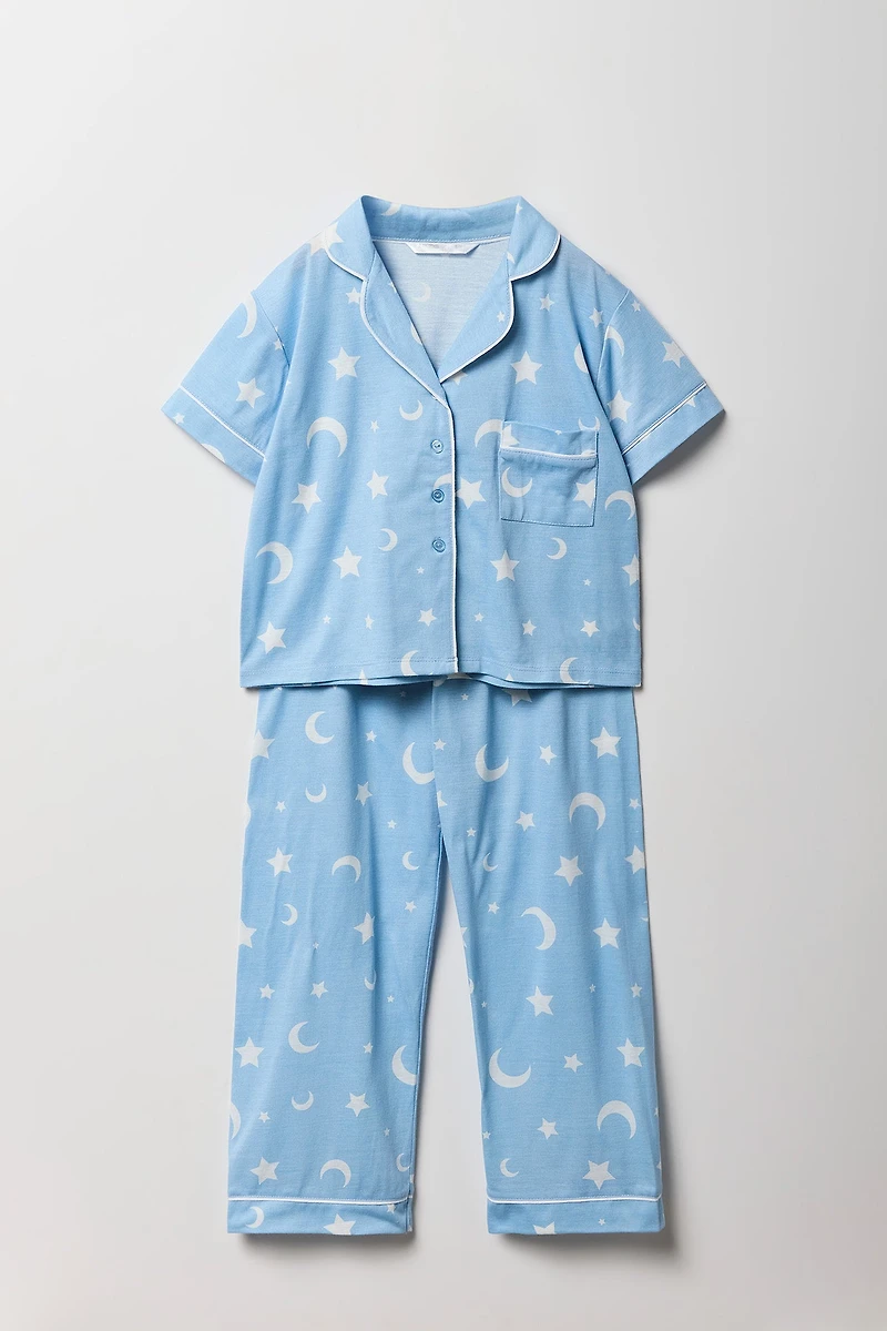 Ensemble pyjama avec haut boutonné et pantalon pour fille