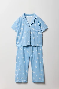 Ensemble pyjama avec haut boutonné et pantalon pour fille