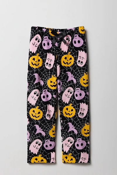 Girls Halloween Print Plush Pajama Pant
