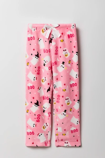 Girls Halloween Print Plush Pajama Pant