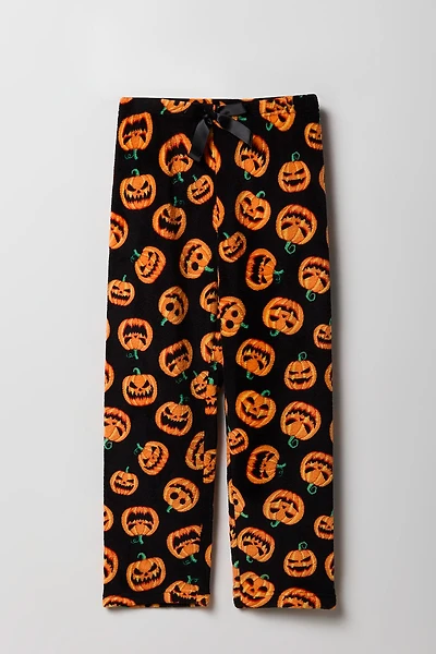Girls Halloween Print Plush Pajama Pant