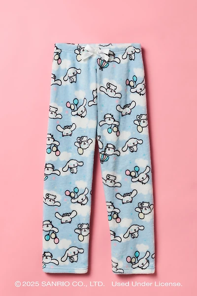 Pantalon de pyjama à jambe large en peluche imprimé Cinnamoroll pour fille