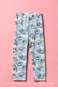 Pantalon de pyjama à jambe large en peluche imprimé Cinnamoroll pour fille