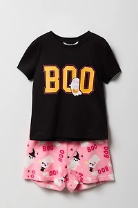 Girls Halloween T-Shirt & Short 2 Piece Pajama Set