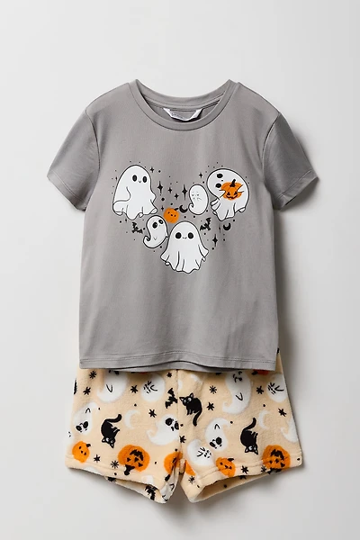 Ensemble-pyjama 2 pièces T-shirt et short Halloween pour filles