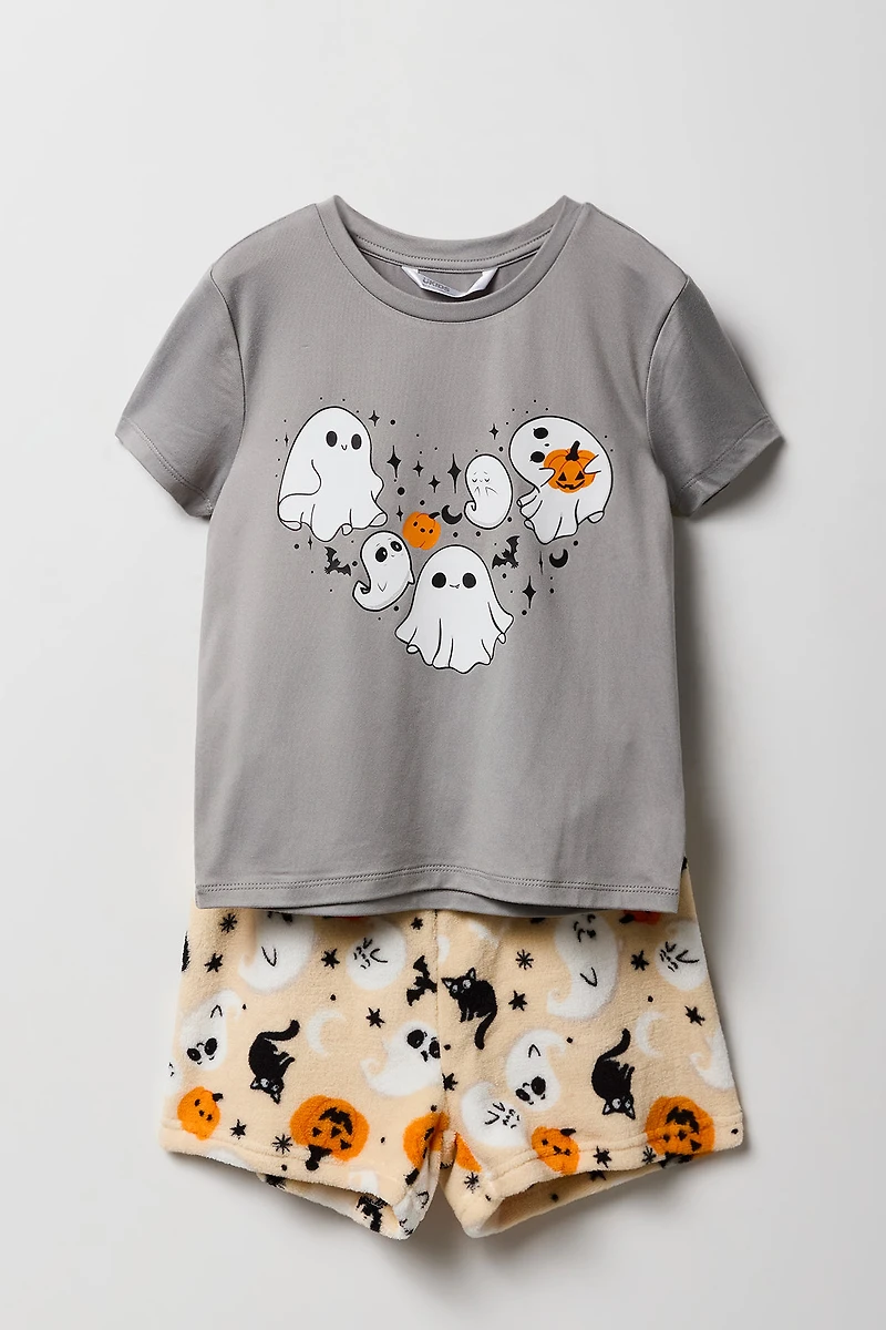 Ensemble-pyjama 2 pièces T-shirt et short Halloween pour filles