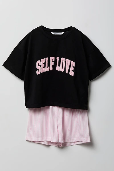 Girls Boxy T-Shirt & Short Pajama Set