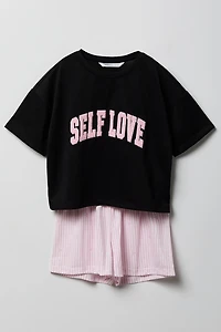 Girls Boxy T-Shirt & Short Pajama Set