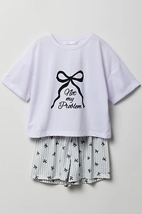 Ensemble pyjama avec t-shirt carré et short pour fille
