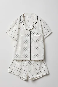 Ensemble pyjama avec haut boutonné et short pour fille