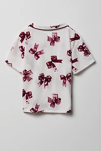 Girls Button-Up Top & Short Pajama Set