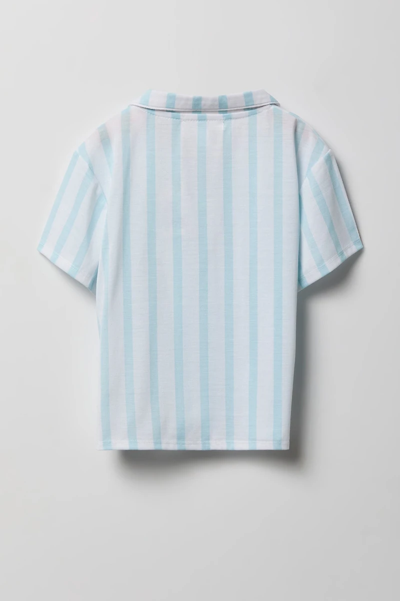 Girls Button-Up Top & Short Pajama Set