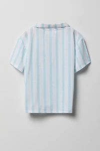 Girls Button-Up Top & Short Pajama Set