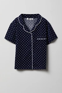 Girls Button-Up Top & Short Pajama Set