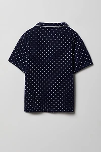Girls Button-Up Top & Short Pajama Set
