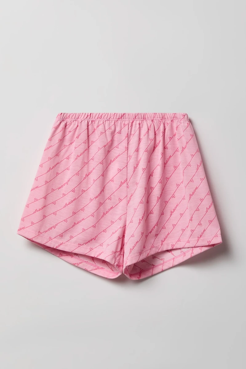 Girls Button-Up Top & Short Pajama Set