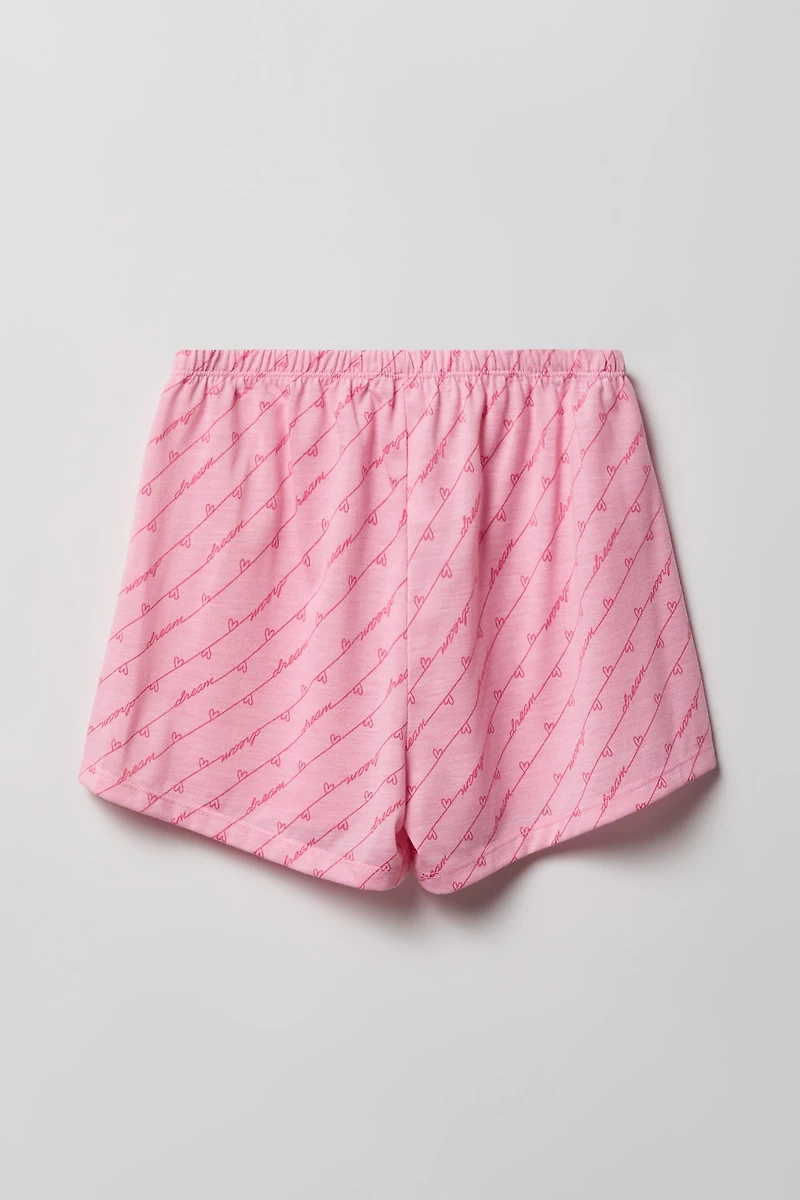 Girls Button-Up Top & Short Pajama Set