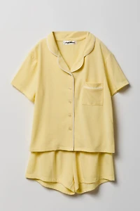 Girls Button-Up Top & Short Pajama Set