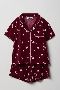 Girls Button-Up Top & Short Pajama Set