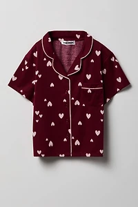 Girls Button-Up Top & Short Pajama Set