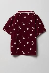 Girls Button-Up Top & Short Pajama Set