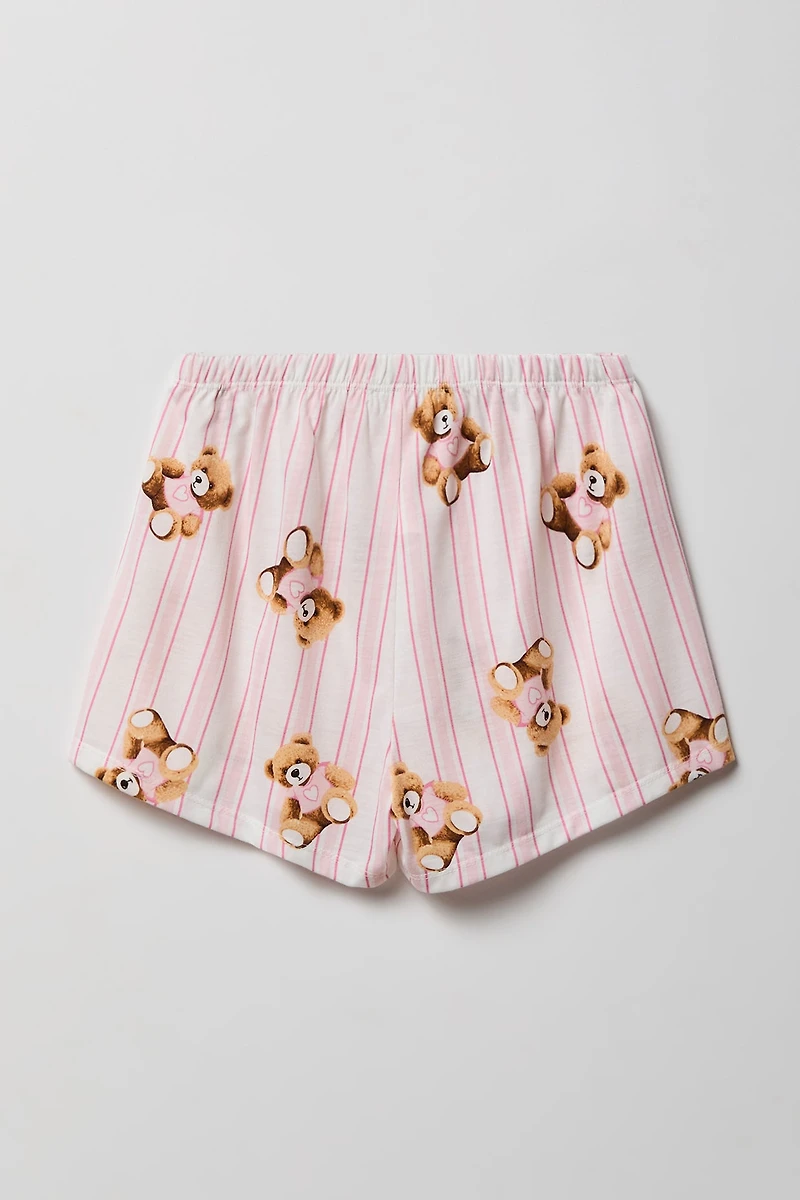 Girls Button-Up Top & Short Pajama Set