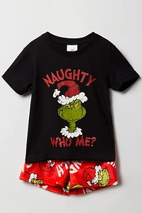 Girls The Grinch T-Shirt & Plush Short Pajama Set