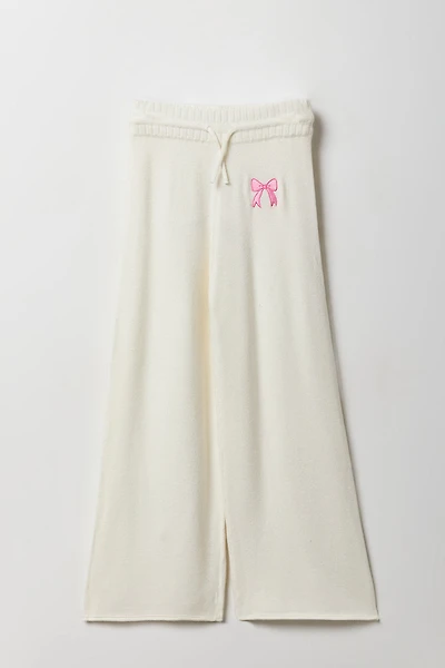 Girls Embroidered Knit Wide Leg Pant